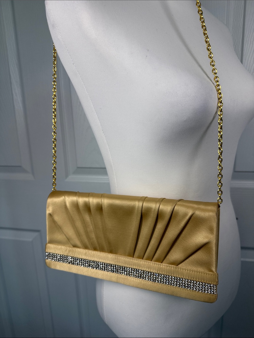 Boho Metallic Gold Clutch Rhinestone Detail Y2K Evening Purse Festival Bag✨